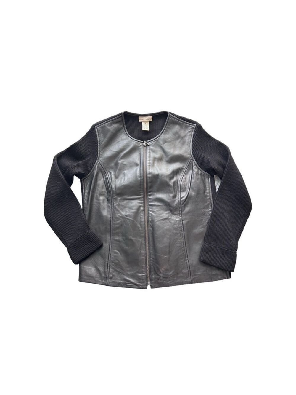 Apostrophe Leather & Wool Blend Jacket, Size Small, Vintage Y2K